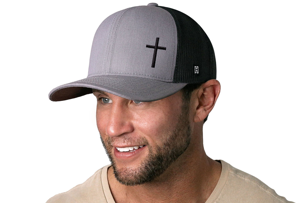 Cross Trucker Hat  |  Gray-Black cross Snapback